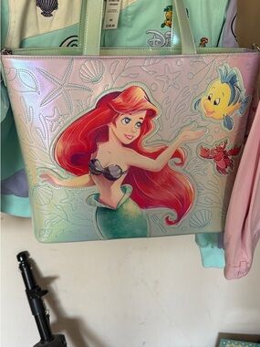 Loungefly Iridescent Mermaid Ariel Tote in Mint and Red